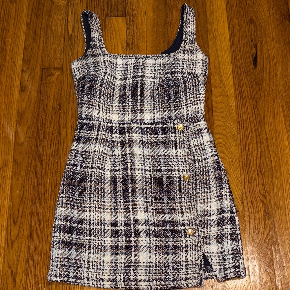 Black and White Tweed Mini Dress
